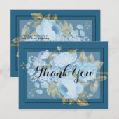 Klassiek chic blauwe bloemen  Dank je Briefkaart (Voorkant / Achterkant)