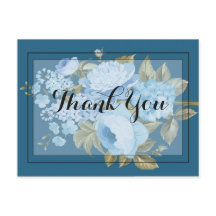 Klassiek chic blauwe bloemen  Dank je