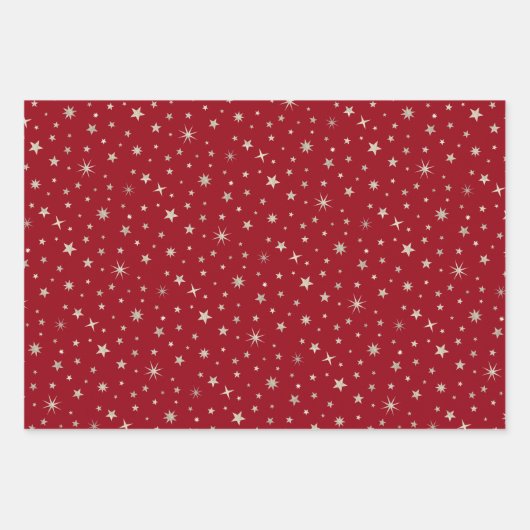 Klassiek Chic Elegante Gouden Zilveren Rode Kersts Inpakpapier Vel (Voorkant)