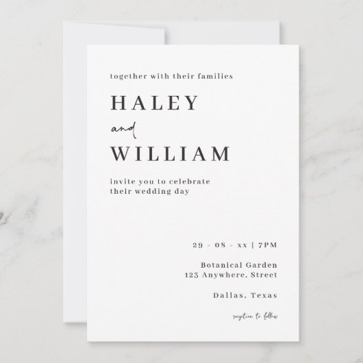 Klassiek Chic Minimalistisch Script Eenvoudige bru Kaart (Voorkant)