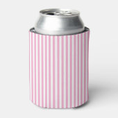 Klassiek Chic Schattig Roze en Witte Verticale Str Blikjeskoeler (Blikje Voorkant)