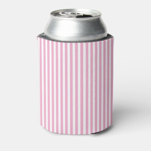 Klassiek Chic Schattig Roze en Witte Verticale Str Blikjeskoeler (Blikje Achterkant)