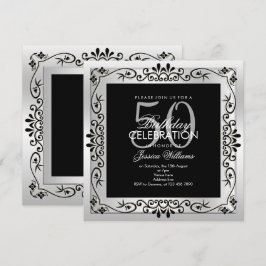 Klassiek Chic Zilveren Decoratie Ingelijste 50e Ve Kaart