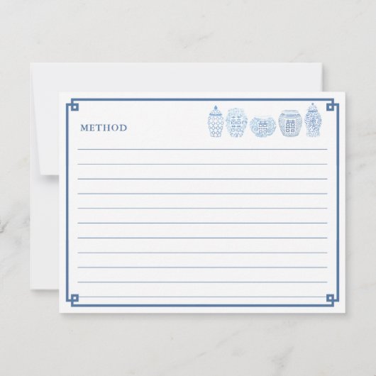 Klassiek Chinees blauw & wit vaasrecept Kaart (Achterkant)