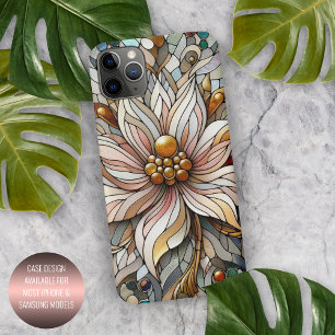 Klassiek chique gebrandschilderd bloemkunstpatroon iPhone 16 pro max hoesje