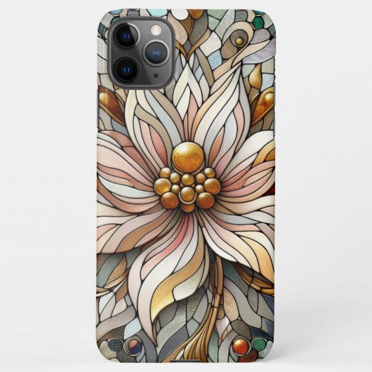Klassiek chique Glas in lood bloemenkunstpatroon iPhone Hoesje (Achterkant)