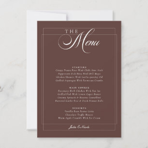 Klassiek Choco Bruin Ivoor Calligrafie Trouw Menu Kaart