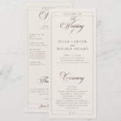 Klassiek Choco Ivoor Calligrafie Huwelijksprogramm (Voorkant / Achterkant)