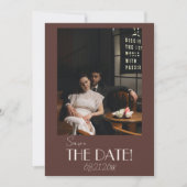 Klassiek Chocolade Bruin Oud Geld Foto Bruiloft Save The Date (Voorkant)