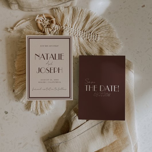 Klassiek Chocolade Bruin Oud Geld Retro Bruiloft Save The Date