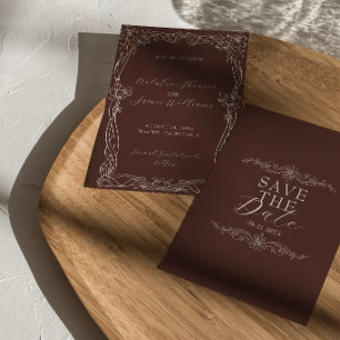 Klassiek Chocolade Bruin Retro Oud Geld Huwelijk Save The Date