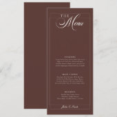 Klassiek chocolade ivoor kalligrafie trouwmenu menu (Voorkant / Achterkant)