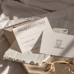 Klassiek Chocoladebruin Oud Geld Retro Bruiloft RSVP Kaartje