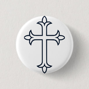 Klassiek Christelijk Kruis Minimalistische Kunst Ronde Button 3,2 Cm