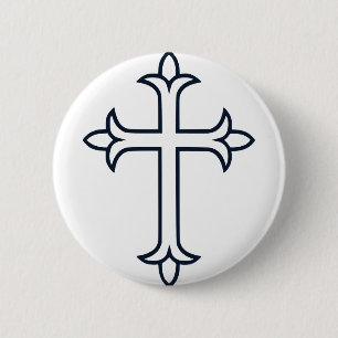 Klassiek Christelijk Kruis Minimalistische Kunst Ronde Button 5,7 Cm
