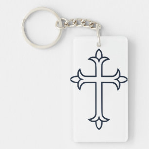 Klassiek Christelijk Kruis Minimalistische Kunst Sleutelhanger