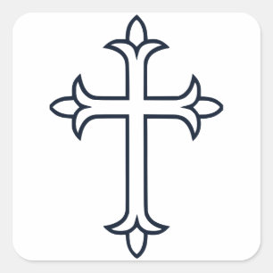 Klassiek Christelijk Kruis Minimalistische Kunst Vierkante Sticker