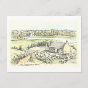 Klassiek Church Island en Menai Bridge, Wales Briefkaart