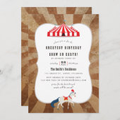 Klassiek circus thema verjaardagsfeestje kaart (Voorkant / Achterkant)