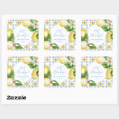 Klassiek citroen babyshower favor vierkante sticker (Vel)