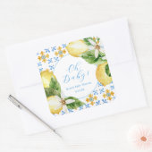 Klassiek citroen babyshower favor vierkante sticker (Envelop)