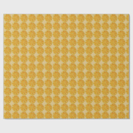 Klassiek citrus schijfpatroon in goudgeel cadeaupapier