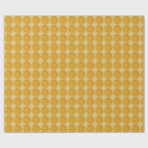 Klassiek citrus schijfpatroon in goudgeel cadeaupapier
