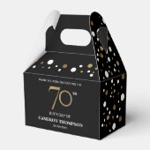 Klassiek Confetti Goud Zwart 70e verjaardag Bedankdoosjes (Voorkant Zijde)