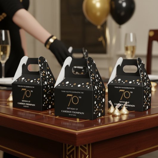 Klassiek Confetti Goud Zwart 70e verjaardag Bedankdoosjes