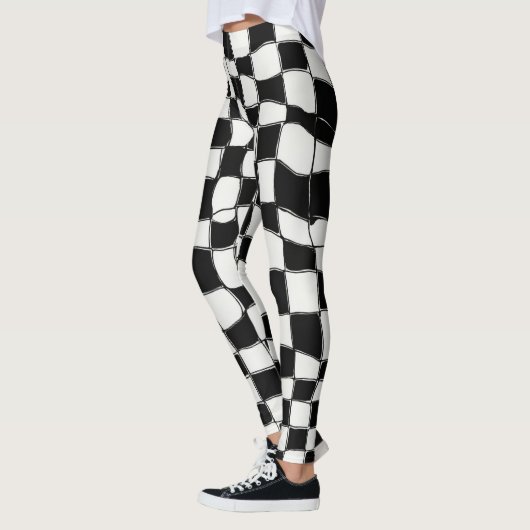 "Klassiek contrast: zwart-wit vierkant ontwerp" Leggings (Links)