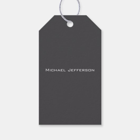 Klassiek Creatief Trendy Donkergrijs & Wit Cadeaulabel (Voorkant)