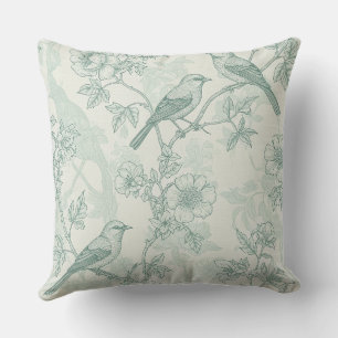 Klassiek Crème Munt Vogeltuin Toile Patroon Kussen