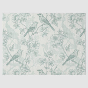 Klassiek Crème Munt Vogeltuin Toile Patroon Tissuepapier