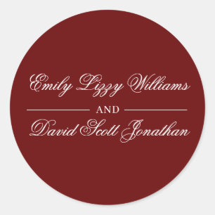 Klassiek Crimson Red Kalligrafie Script Ronde Sticker