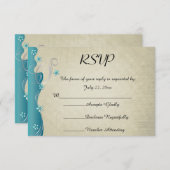  klassiek curvy ontwerp | Turkoois RSVP Kaartje (Voorkant / Achterkant)