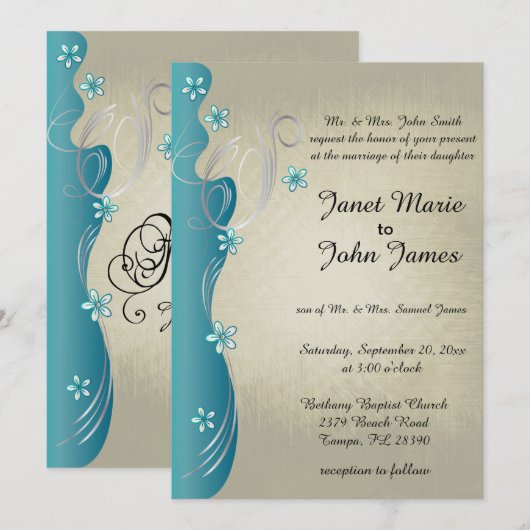 klassiek curvy ontwerp | turquoise blauw kaart (Voorkant / Achterkant)