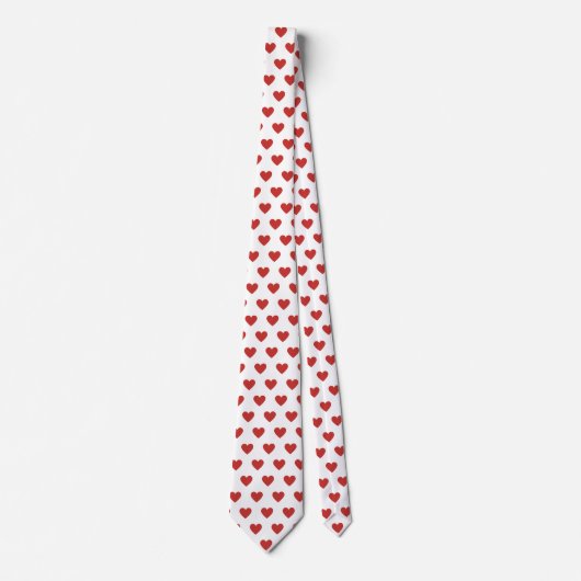 Klassiek Cute Chic Rode Harten op Wit Stropdas (Voorkant)