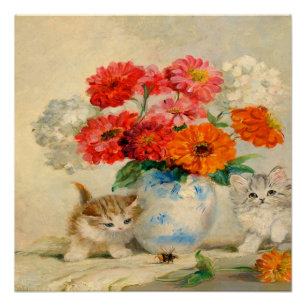 Klassiek Cute Kitten Meta Plückebaum's Olie Schild Perfect Poster