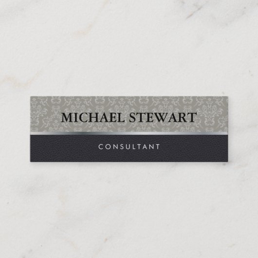 Klassiek Damaspatroonzwart leder Mini Visitekaartje (Voorkant)