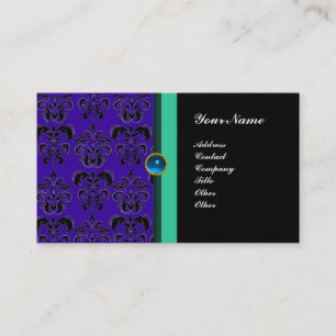 KLASSIEK DAMAST MONOGRAM ,zwarte saffier Visitekaartje