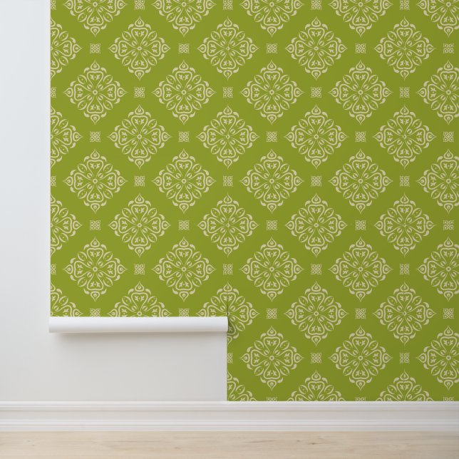Klassiek damast naadloos patroon behang (Applicatie)