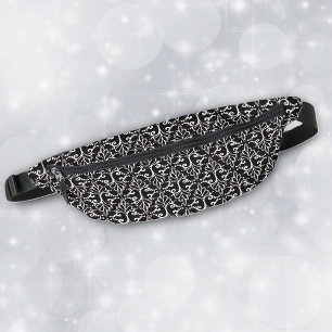 Klassiek damast patroon in zwart wit met rollen heuptasje