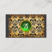 KLASSIEK DAMAST PERKAMENT MONOGRAM groen smaragd Visitekaartje (Achterkant)