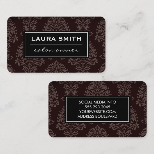 Klassiek damastpatroon visitekaartje (Voorkant / Achterkant)