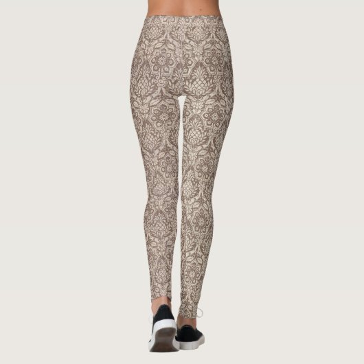 Klassiek damesbruin patroon leggings (Achterkant)