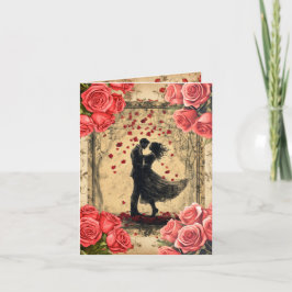 Klassiek dansend paar valentine plat kerstkaart feestdagen kaart