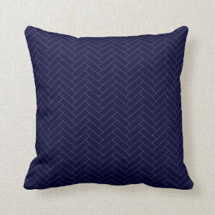 Klassiek Dark Blue Herringbone Pattern Kussen