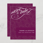 KLASSIEK DE DATUM OPSLAAN:: fancy tekst 6A Save The Date (Voorkant / Achterkant)