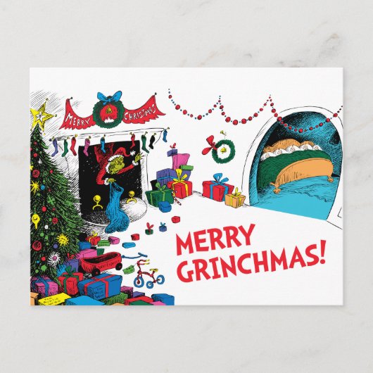 Klassiek de Grinch | De Grinch in Chimney Feestdagenkaart (Voorkant)