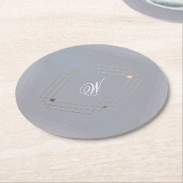 Klassiek Deco Goud Vintage Grijs Kalligrafie Bruil Ronde Kartonnen Onderzetter